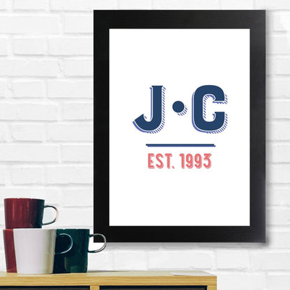 Jockey Club EST 1993 Navy And Red Text A3 and A4 Prints (framed or unframed)-Jockey Club Salinas Ibiza Store