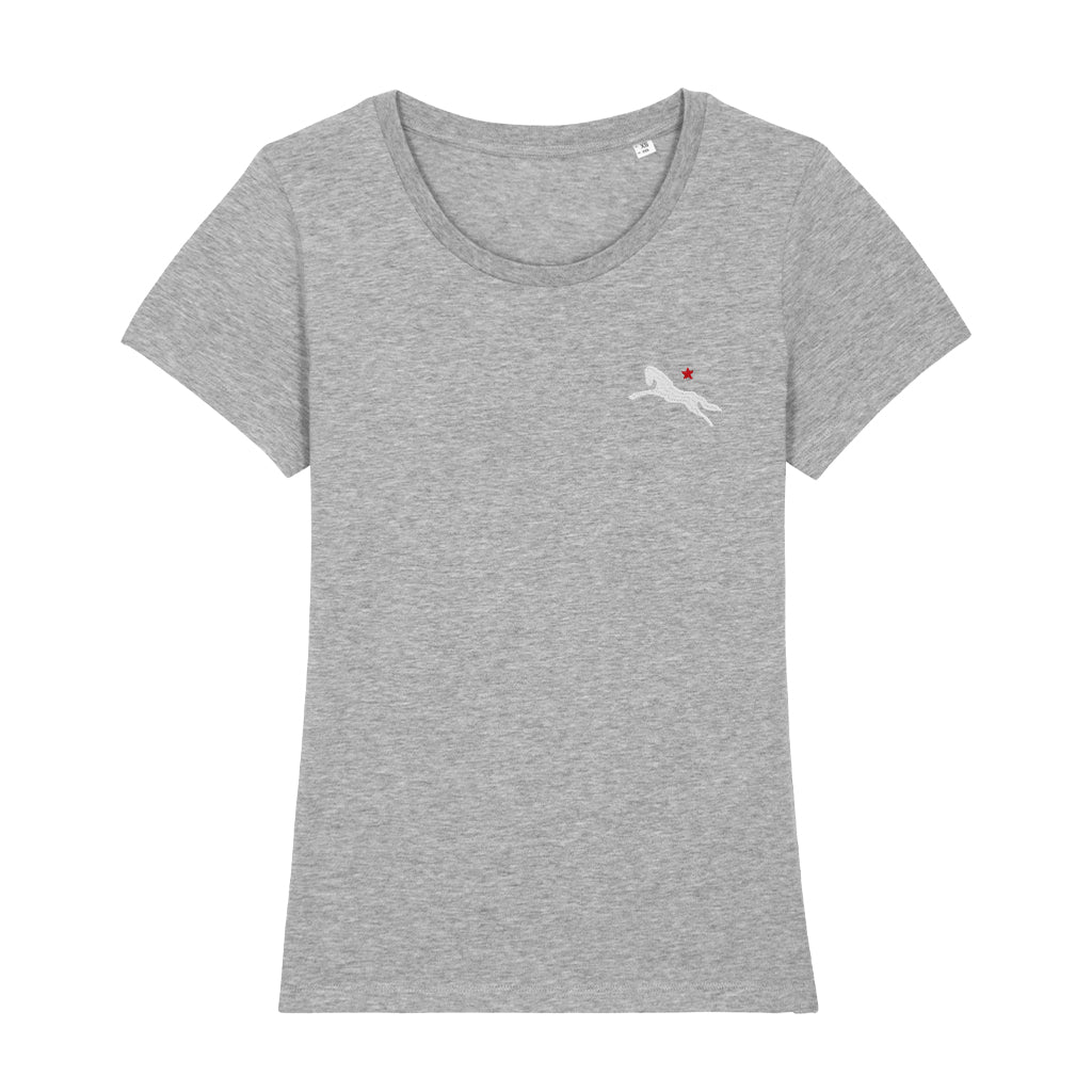 Jockey Club White And Red Embroidered Logo Women's Iconic Fitted T-Shirt