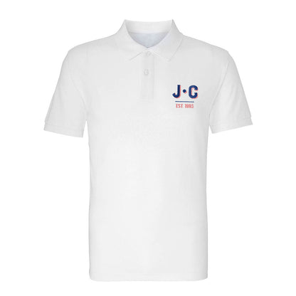 Jockey Club EST 1993 Blue And Red Embroidered Text Men's Polo T-Shirt-Jockey Club Salinas Ibiza Store