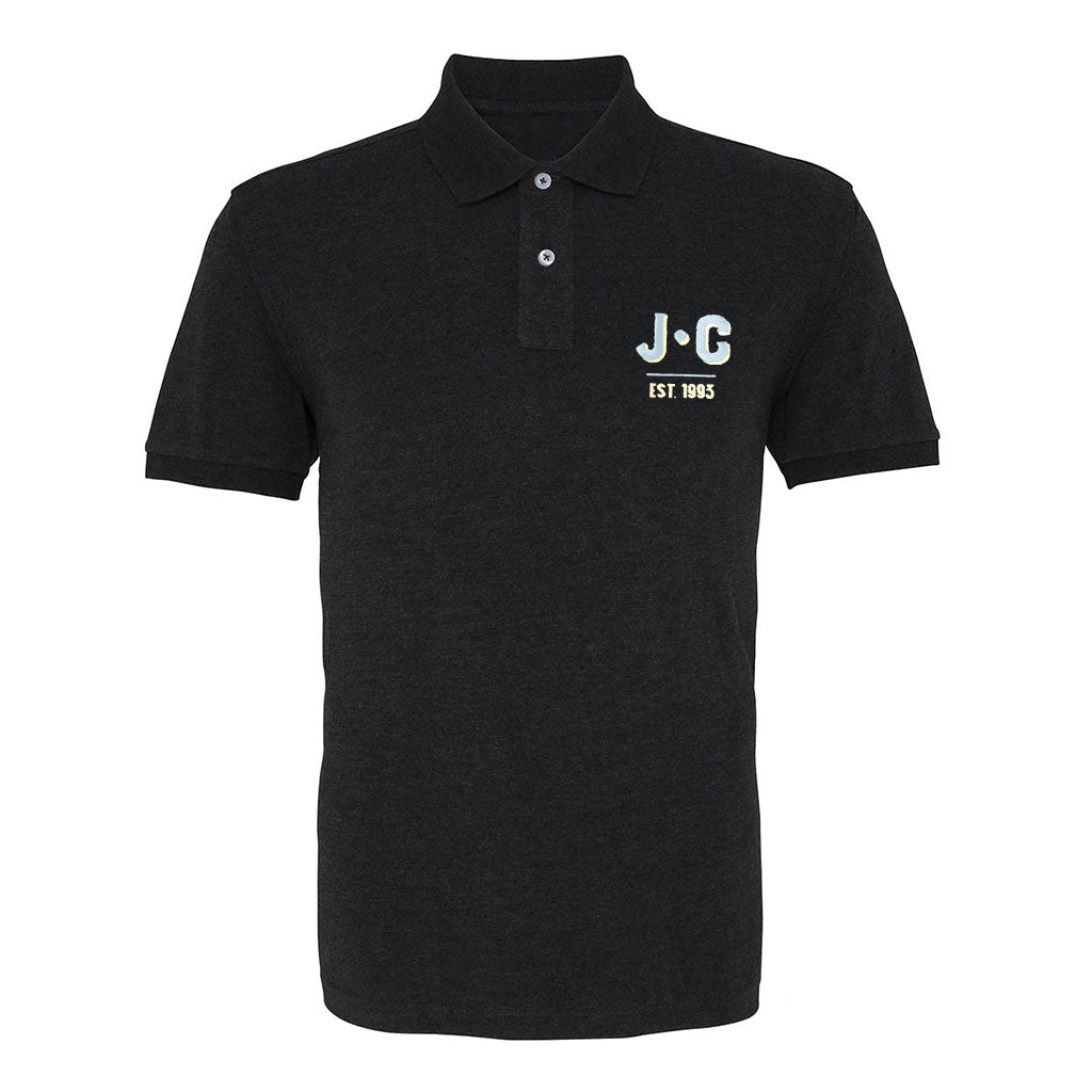 Jockey Club EST 1993 Turquoise And Yellow Embroidered Text Men's Polo T-Shirt-Jockey Club Salinas Ibiza Store