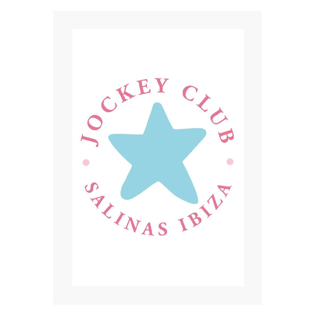 Jockey Club Salinas Ibiza Star Red Text A3 and A4 Prints (framed or unframed)-Jockey Club Salinas Ibiza Store