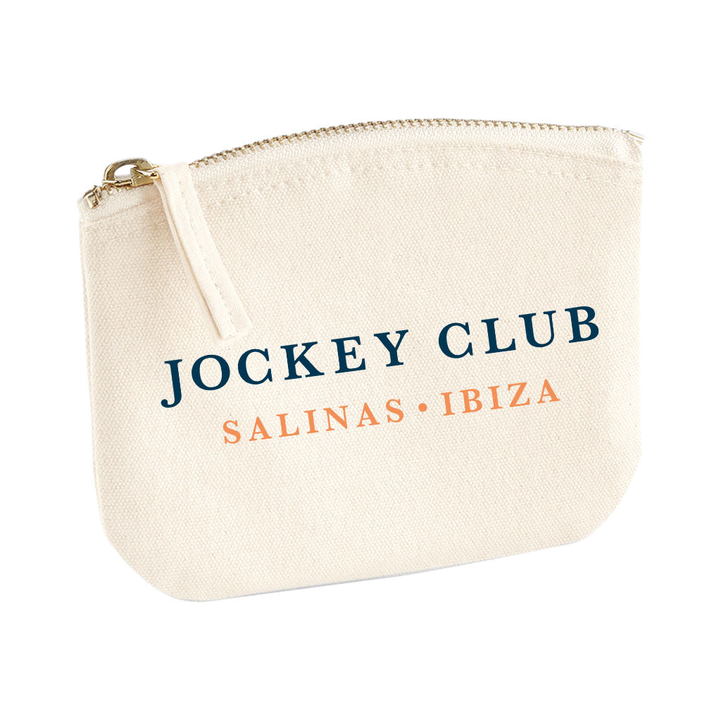 Jockey Club Salinas Ibiza Blue Text Organic Cotton Canvas Zip Purse-Jockey Club Salinas Ibiza Store