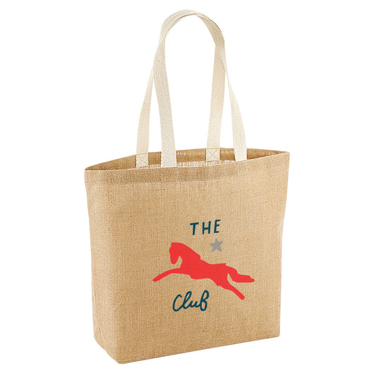 Jockey Club The Club Red Logo Jute Shopping Bag-Jockey Club Salinas Ibiza Store