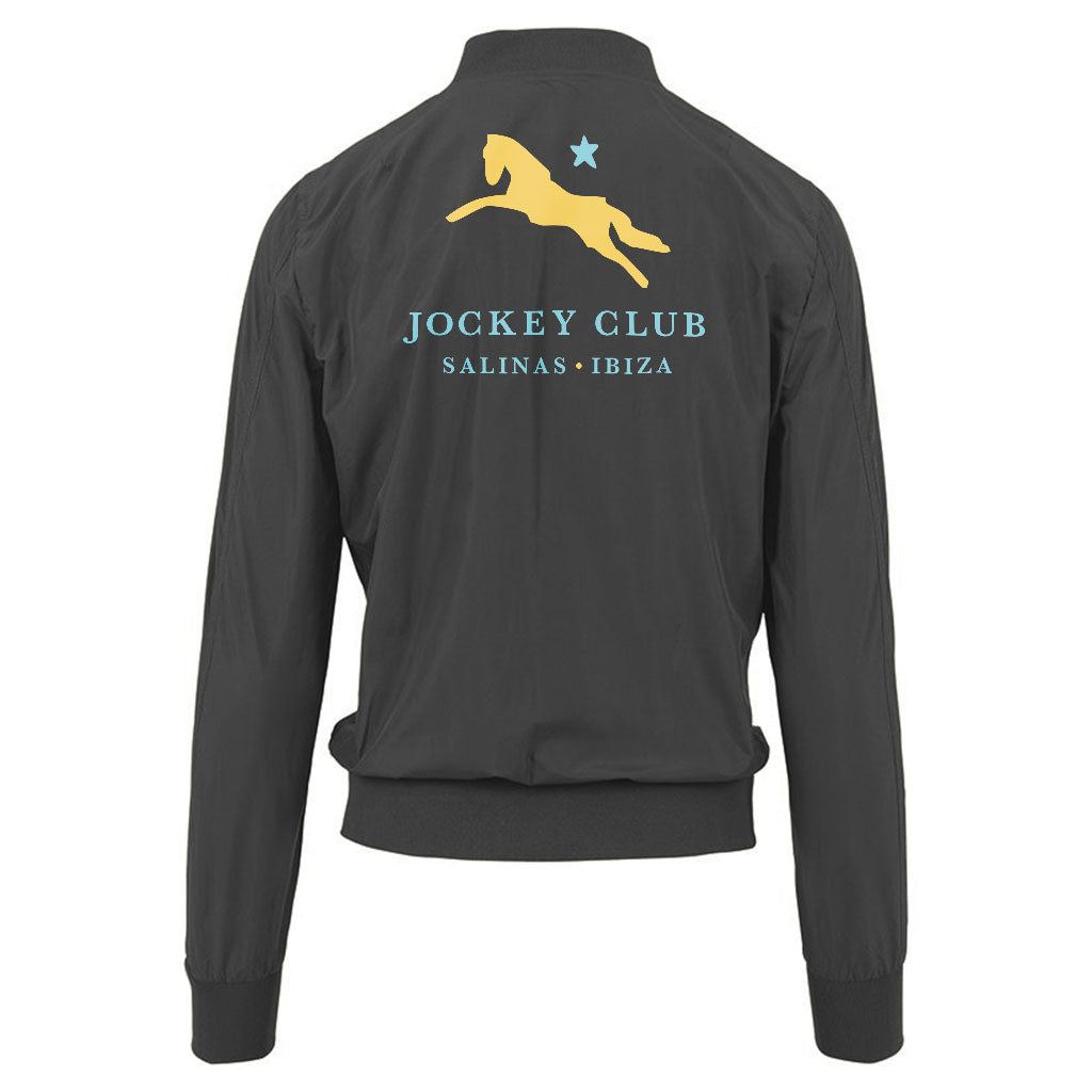 Jockey Club This Is The Place Turquoise Text Front And Back Print Women's Bomber Jacket-Jockey Club Salinas Ibiza Store