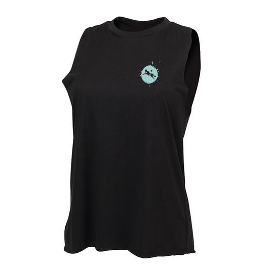 Jockey Club Logo Turquoise Splatter Front And Back Print Women's High Neck Vest