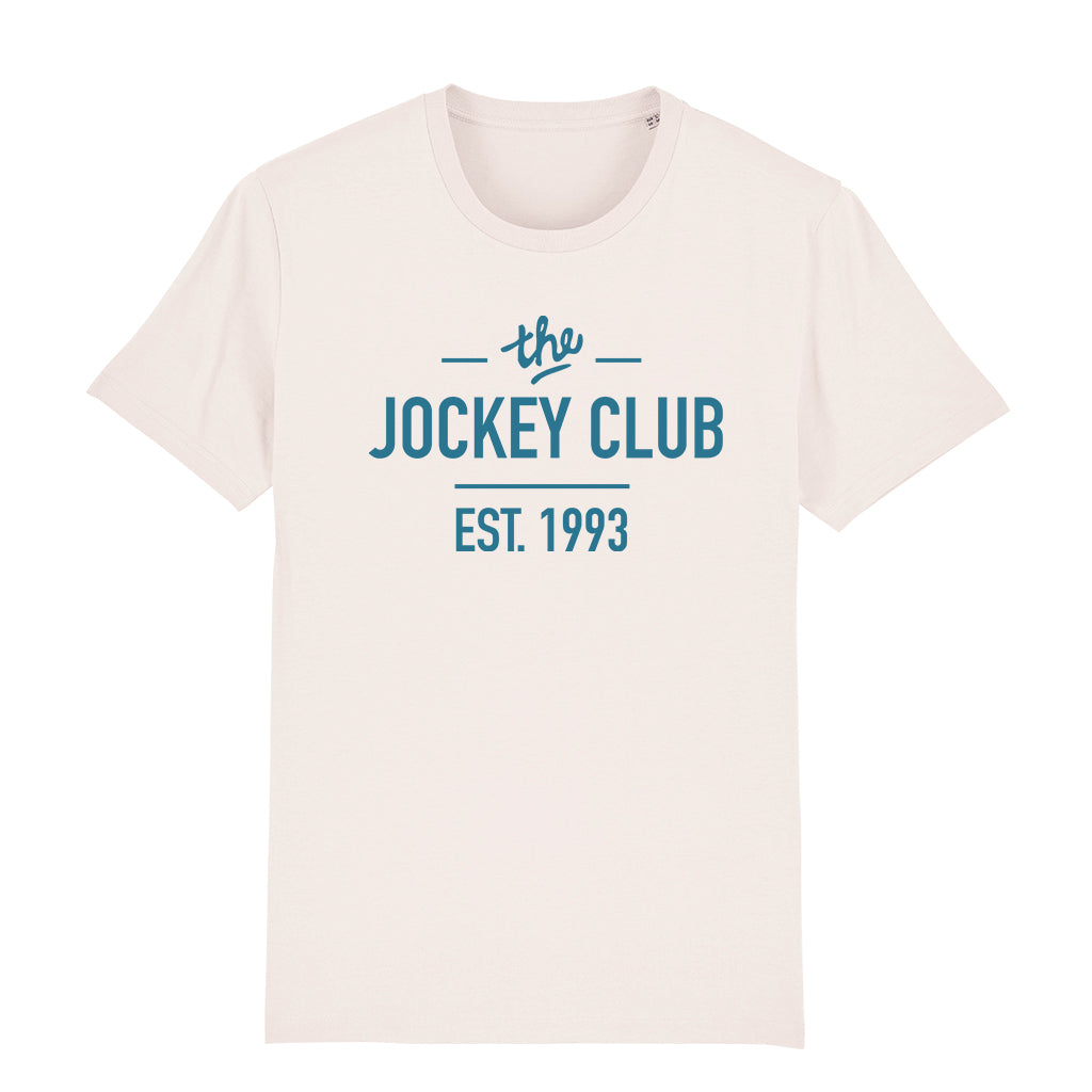 Jockey Club The Jockey Club Est 1993 Dark Turquoise Text Men's Organic T-Shirt-Jockey Club Salinas Ibiza Store