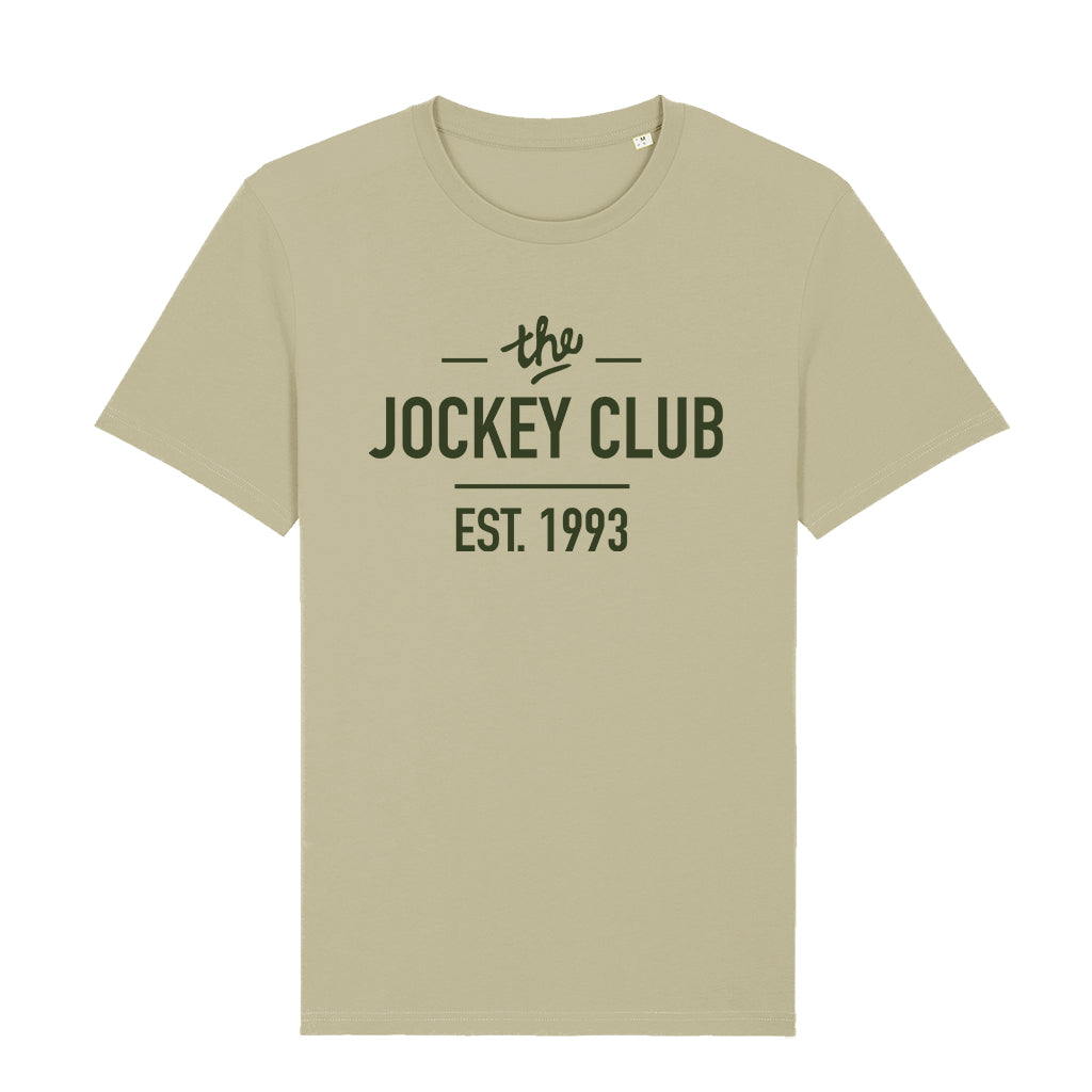 Jockey Club The Jockey Club Est 1993 Camo Green Text Men's Organic T-Shirt-Jockey Club Salinas Ibiza Store