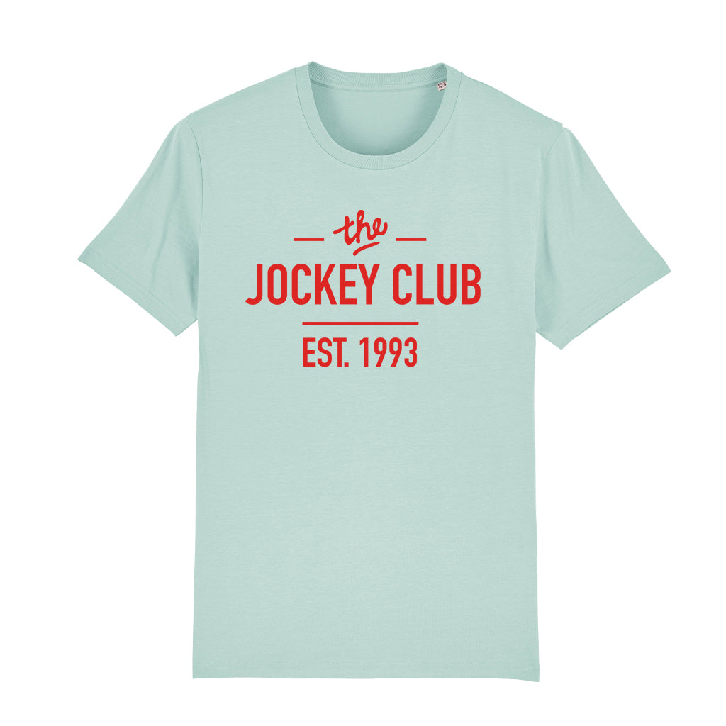 Jockey Club The Jockey Club Est 1993 Red Text Men's Organic T-Shirt-Jockey Club Salinas Ibiza Store