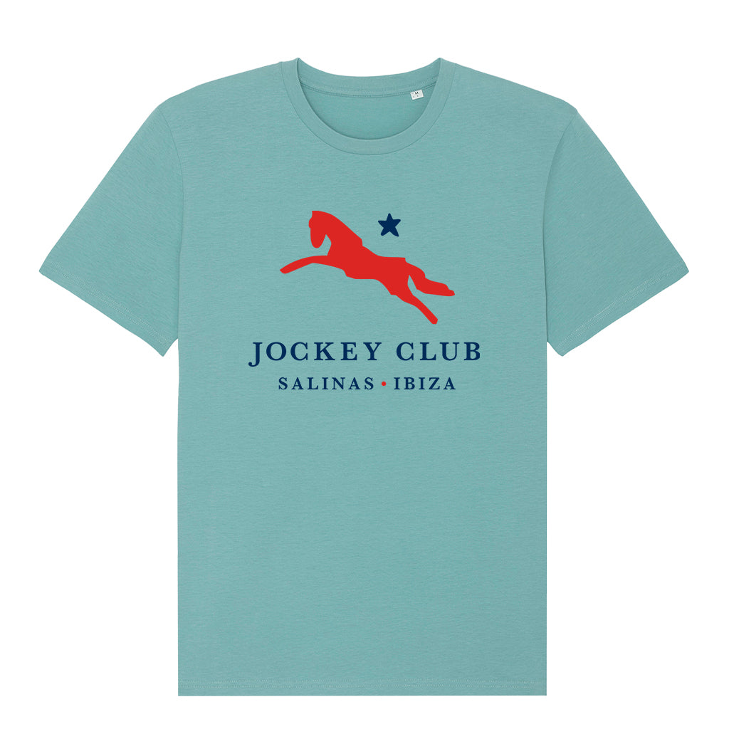 Jockey Club Salinas Ibiza Red And Navy Blue Logo Men's Organic T-Shirt-Jockey Club Salinas Ibiza Store