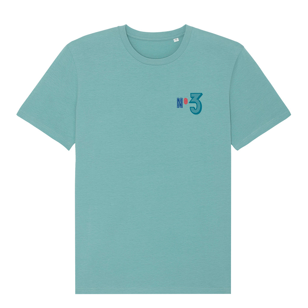 Jockey Club Turquoise No 3 Front And Back Print Men's Organic T-Shirt-Jockey Club Salinas Ibiza Store