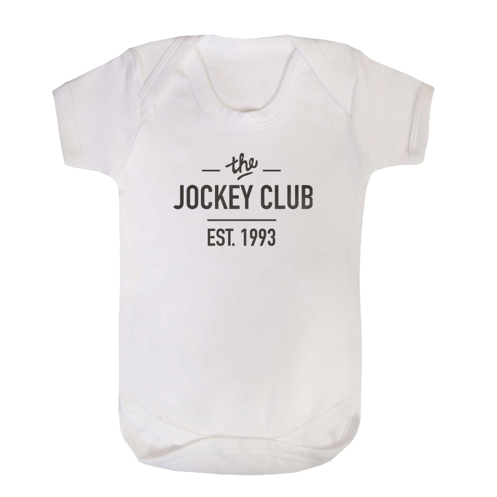 Jockey Club The Jockey Club Est 1993 Black Text Short Sleeve Babygrow-Jockey Club Salinas Ibiza Store