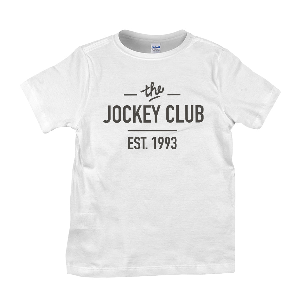 Jockey Club The Jockey Club Est 1993 Black Text Kid's T-Shirt-Jockey Club Salinas Ibiza Store