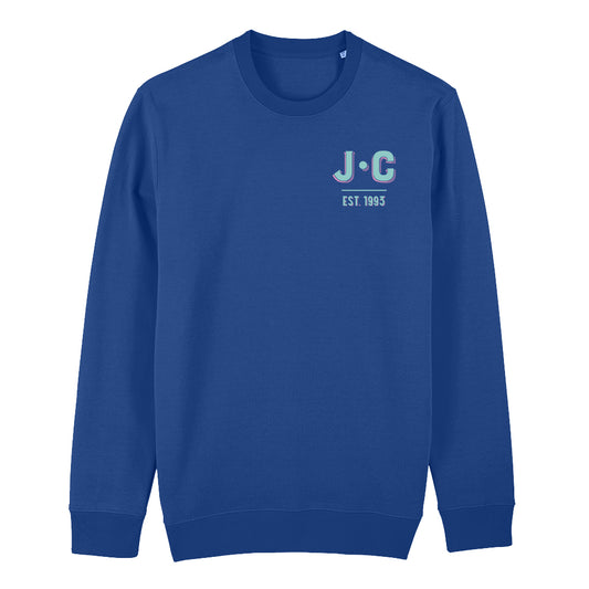 Jockey Club EST 1993 Turquoise Text And Badge Front And Back Print Sweatshirt